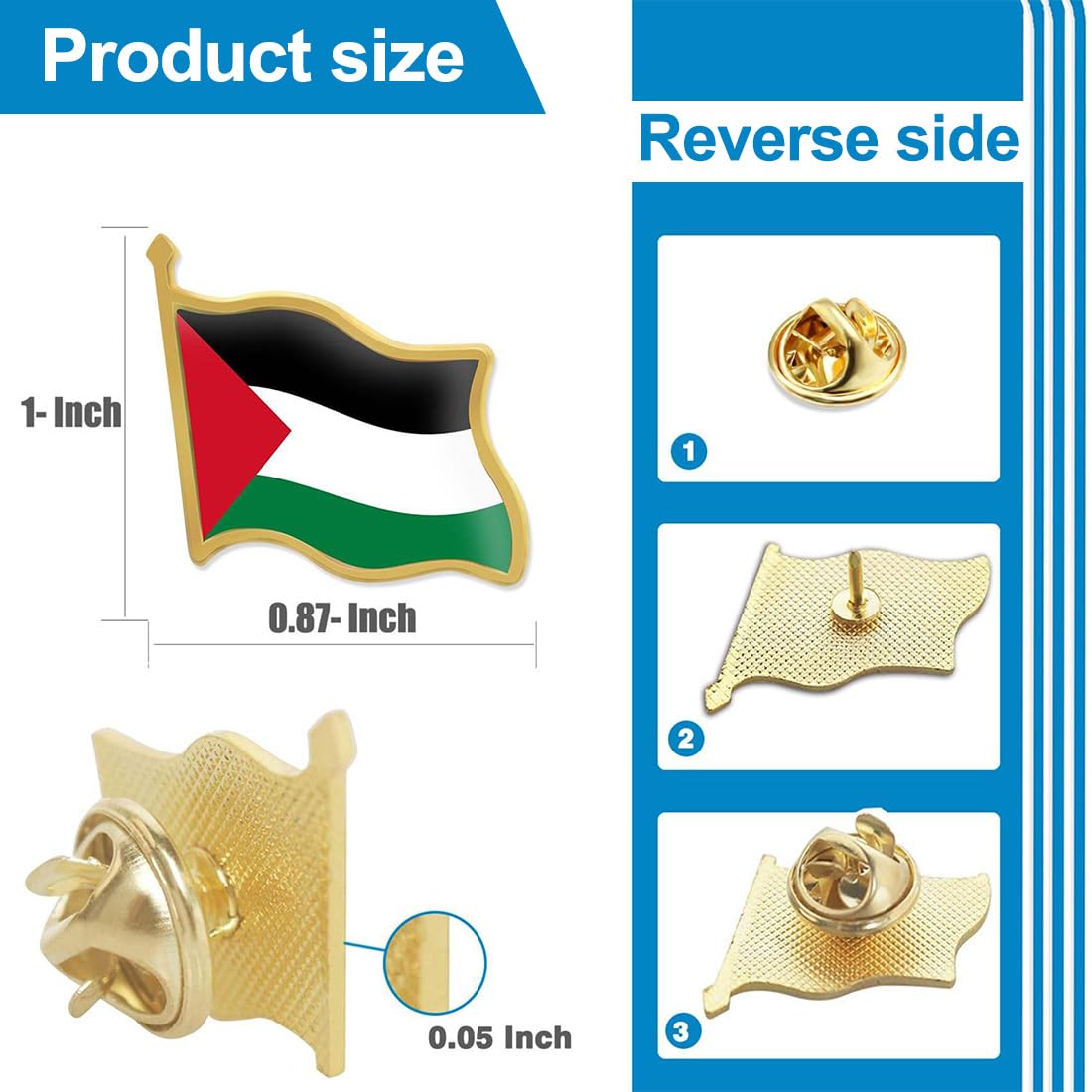 Palestina Pin Banderas Nacionales Broches Esmalte Insignia Solapa Brazalete 6PCS