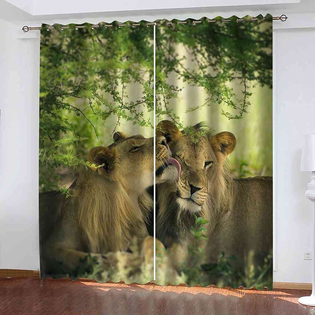 Rideau occultant enfant lion de la jungle 264x160cm thermique et isolant phonique pour chambre