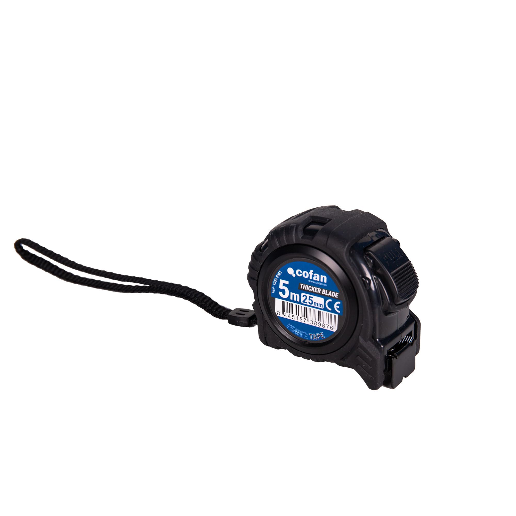 Cofan Espositore per flessometri con foglio di nylon nero e stampa bianca con doppio lato di Cofan | Include 6 flessometri | Misura 5 m o 8 m | Lama 25 mm (6, 5 m x 25 mm)