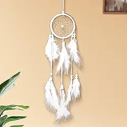 Decorações com pingente de apanhadores de sonhos, apanhador de sonhos feito à mão, adequado para sala de estar, enfeite de quarto (branco)