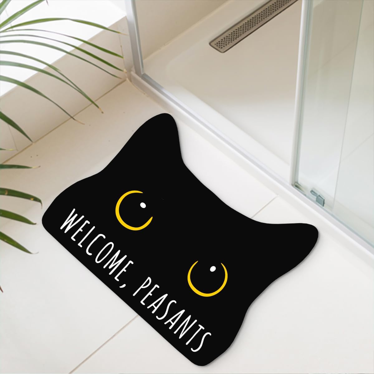 Cat Bath Mat Black Cat Rug Would Poop Here Again Funny Cats Lovers Hydrophilic Polyurethane Floor Mat,Non SIip Bath Mats for Bathroom Kitchen Bedroom,Home Decorations Gifts 27.5 x 22.0 Inches rug1053 Wepeasants 22*27.6 inches