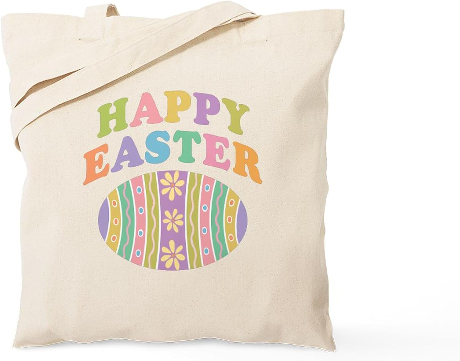 CafePress Happy Easter Egg Tote Bag Reusable Natural Beige Canvas Shopping Bag