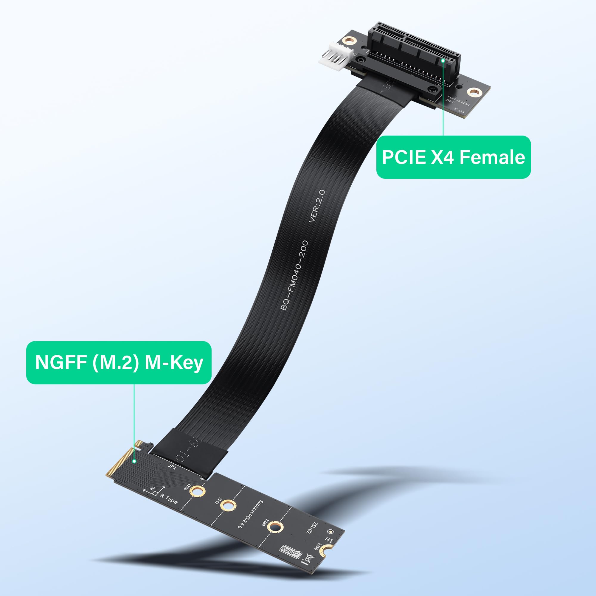 SinLoon Câble d'extension M.2 M-Key PCI-E4.0 2280 NGFF vers PCIe X4 à 90 degrés M2 vers PCI-E 4X femelle pour M2 2230