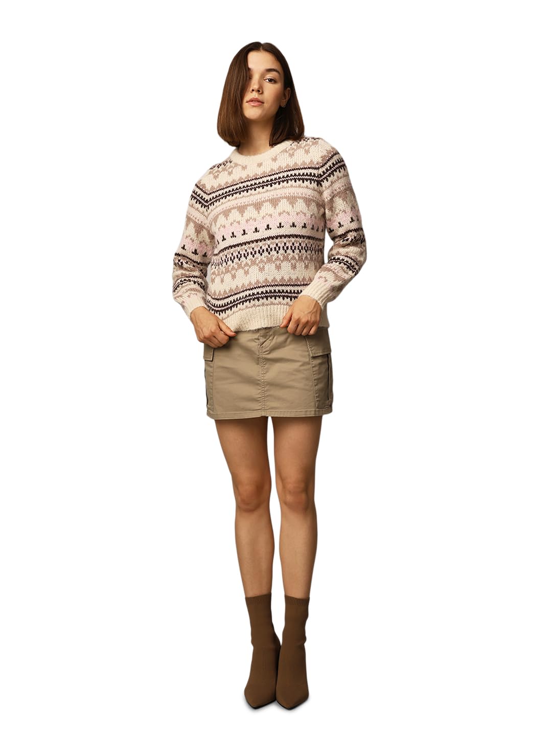 only Women's Polyester Blend Classic Round Neck Sweater-picture-50