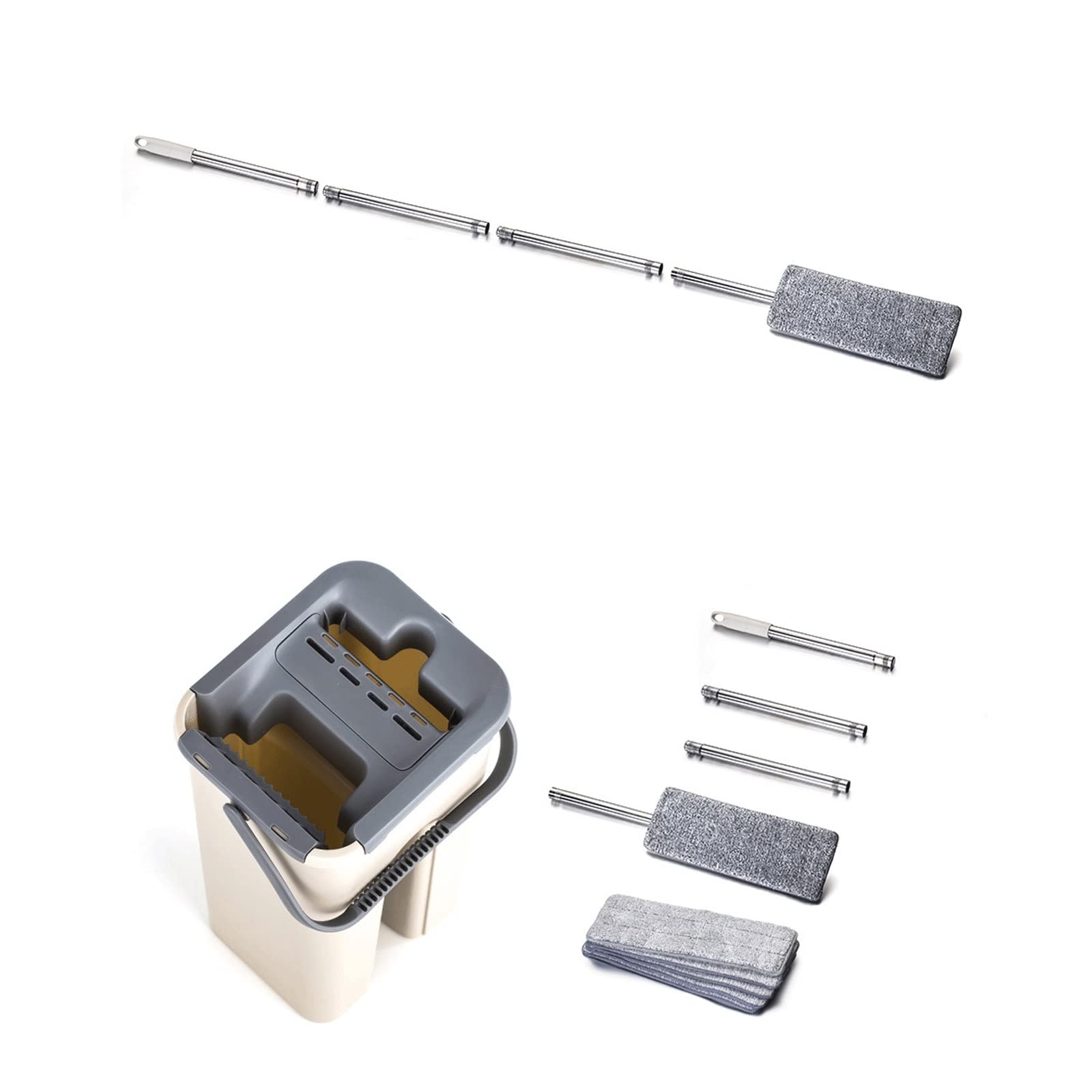 fregona Mop Squeeze Plana y Cubo escurridor de la fregona Plana Conjunto mopa de Microfibra Pad seco y húmedo de Madera compuesta Ceramic Tile mop (Color : 4pcs mop Cloth)