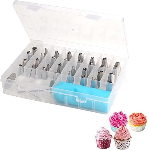 Cookie decoration kit, cake decoration kit - cake pipe bag kit with storage box - reusable pipe tip kit, ideal for DIY biscuit making and cake icing