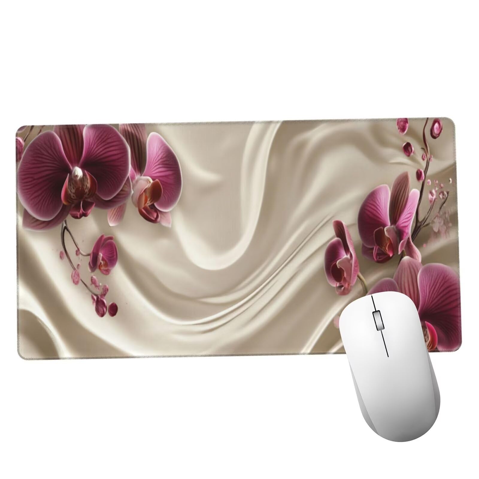 Fioletowa podkładka pod mysz XXL kwiat mata na biurko 1600 x 800 x 3 mm zmywalna podkładka do gier na laptopa, z antypoślizgową gumową podstawą do gier, PC, pracowników biurowych Y1467