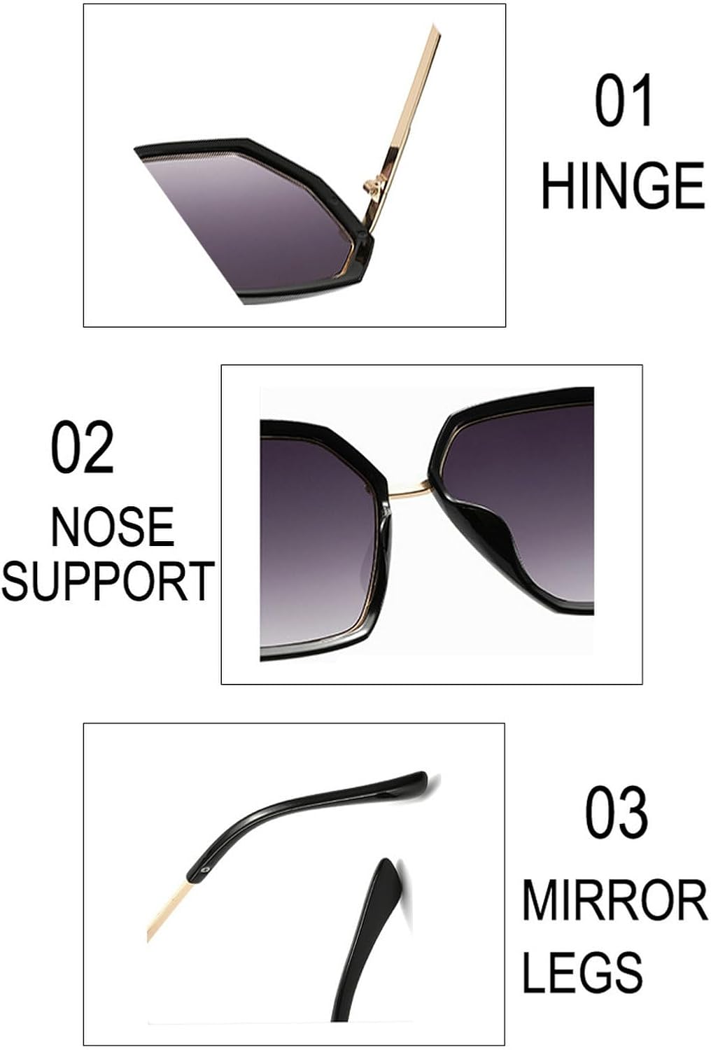 Fashion Women Polygonal Pilot Sunglasses Shades UV400 Retro Oversized Irregular Sun Glasses for Ladies - Image 6