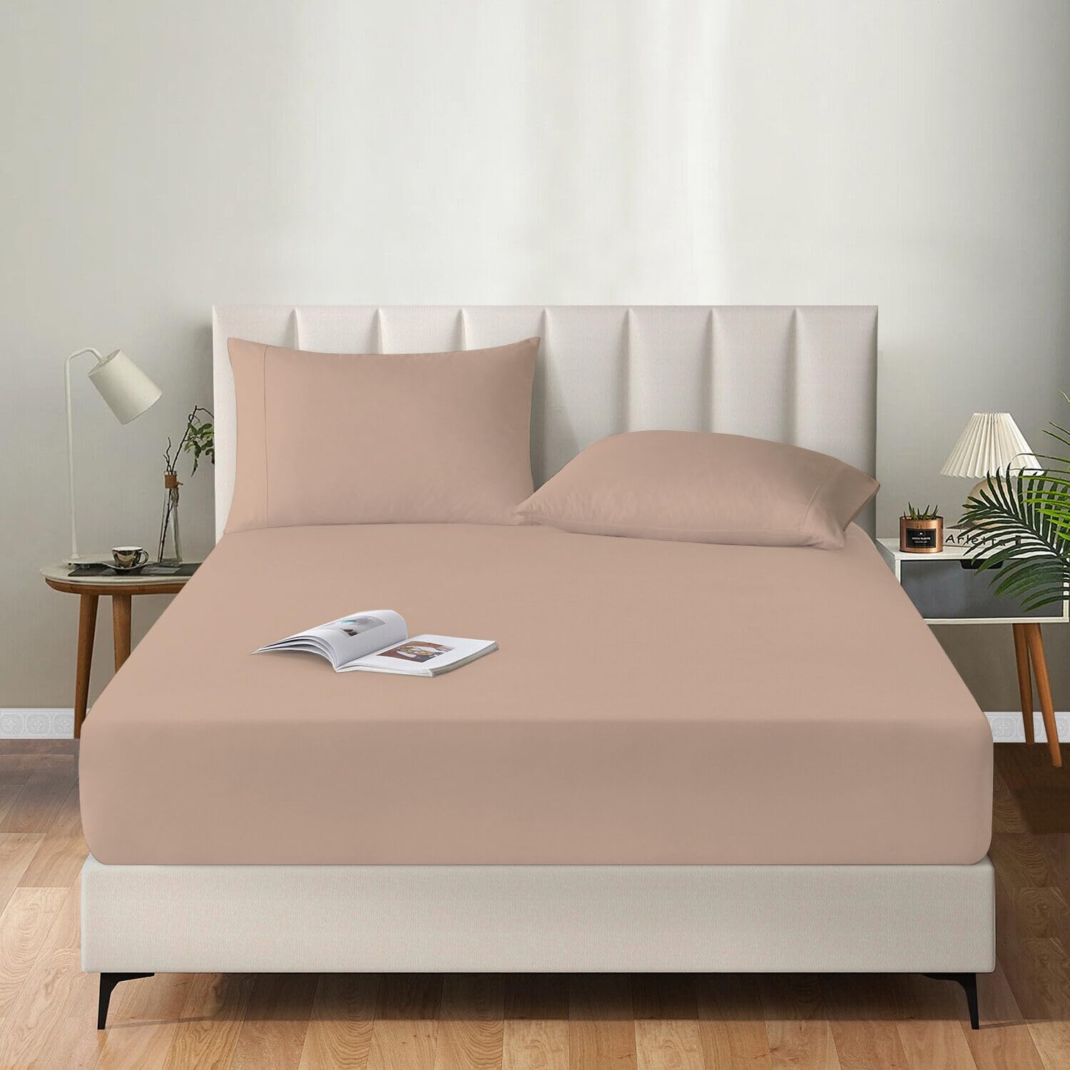 MistyMorning Extra Deep Fitted Sheet 16''/40cm, Egyptian Cotton bed sheets with 200 Thread Count - Image 2