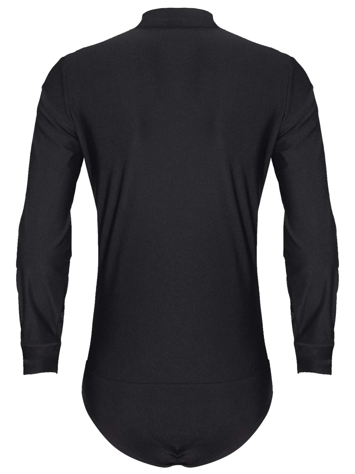 Aislor Leotardo Brillantes Para Hombre Con Cuello En V Body De Satén Manga Larga Maillot Para Danza Latina Patinaje Artístico Traje Bailarina