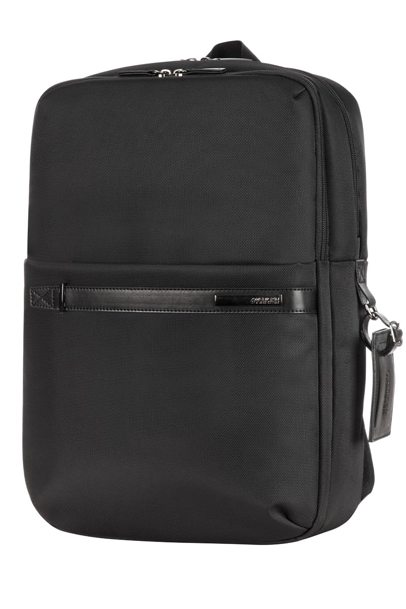 American Tourister Nobleton Backpack, 100% Polyester, Black|Smart Sleeve|Antimicrobial Lining|Laptop & Tablet Compartment|Adjustable Strap - 1 Year International Warranty