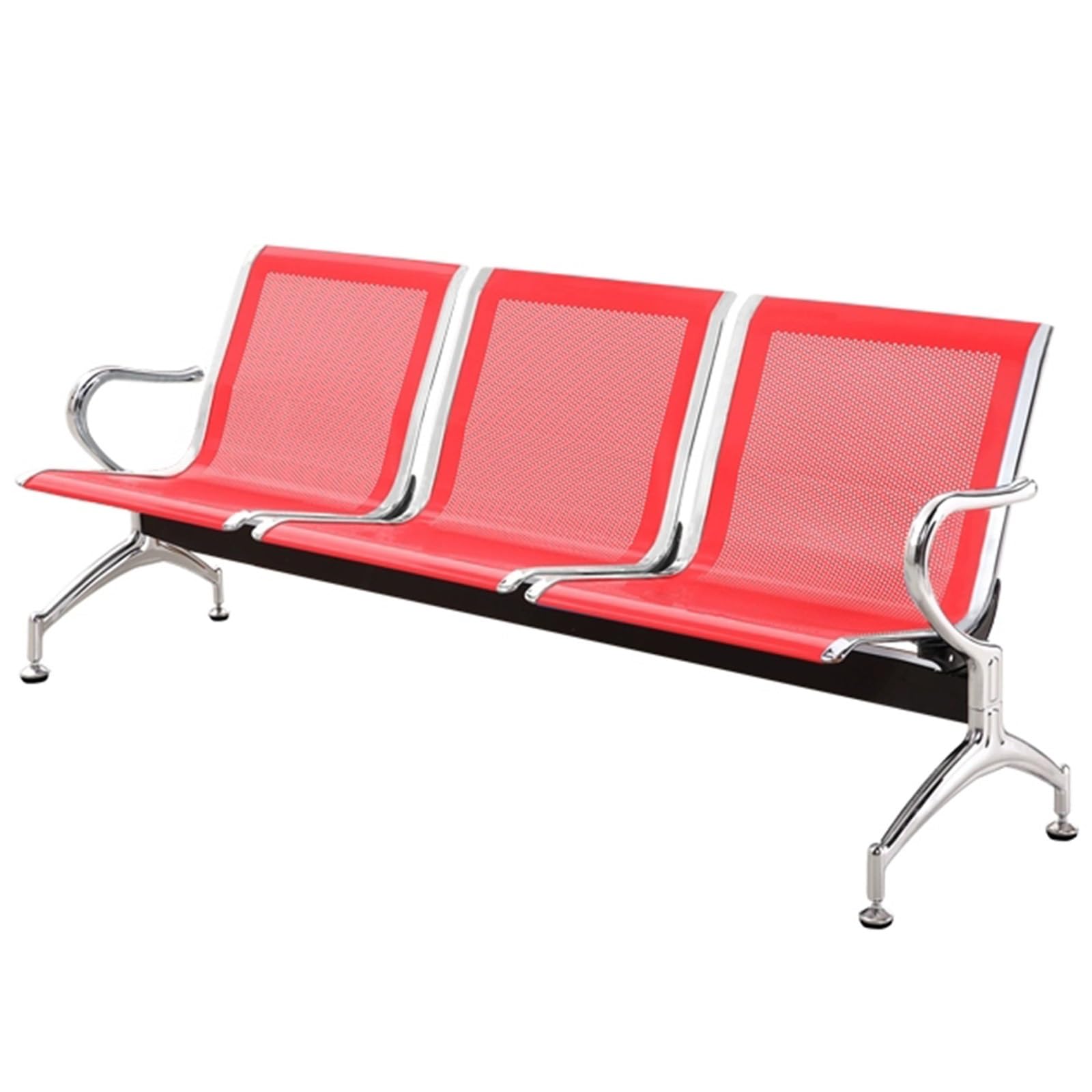 SnamicE Waiting Room Chairs,Black 3-Seat Reception Chairs with Arms - Stylish Waiting Room Bench for Office, Airport, Bank, School & Barbershop - Comfortable,Red