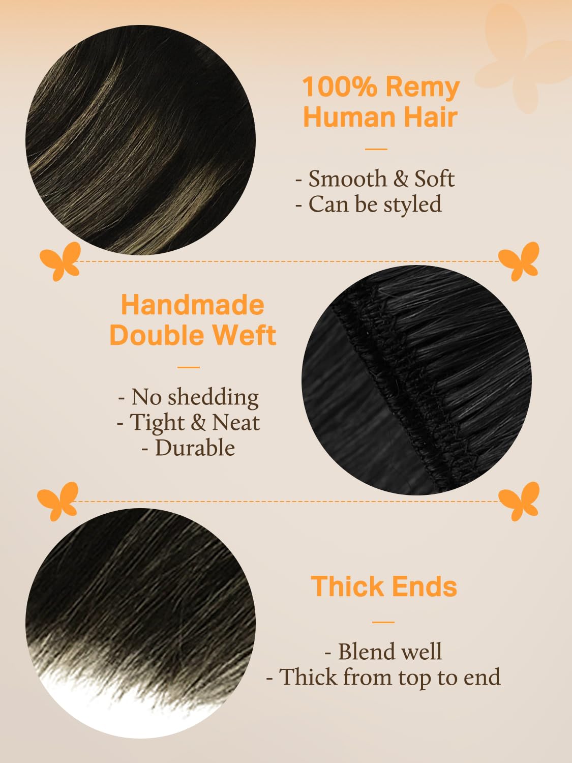 DOORES Tressen Echthaar Haar Extensions, Balayage NatüRliches Schwarz Bis Hellblond 60cm (24zoll) 100g, Hair Extensions HaarverläNgerung Echthaar Glattes Haar Extensions | Balayage Natürliches Schwarz bis Hellblond, Remy Echthaar seidig glatt nahtlos natü