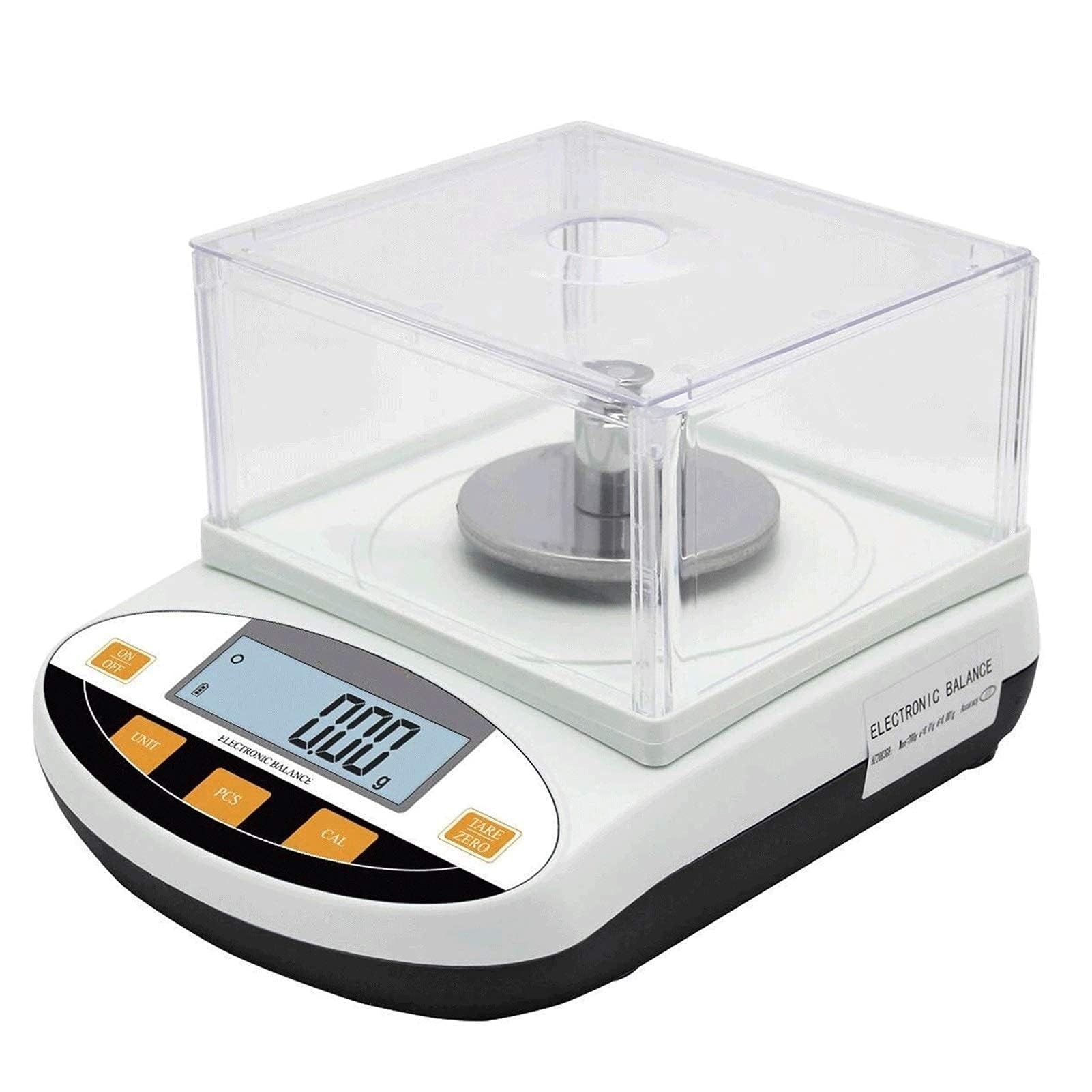 Bilancia da laboratorio (200 g-3000 g), bilancia da laboratorio digitale ad alta precisione da 0,01 g, con pannello antivento, conversione unità (g/kg/lb/ct/oz), display LCD,3000g
