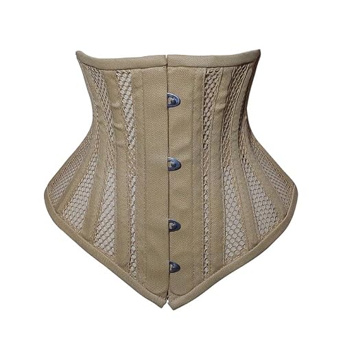 Clothohub Women's Beige Mesh Corset Heavy Duty Underbust Steel Boned Waist Trainer Costume Shaper Corset S