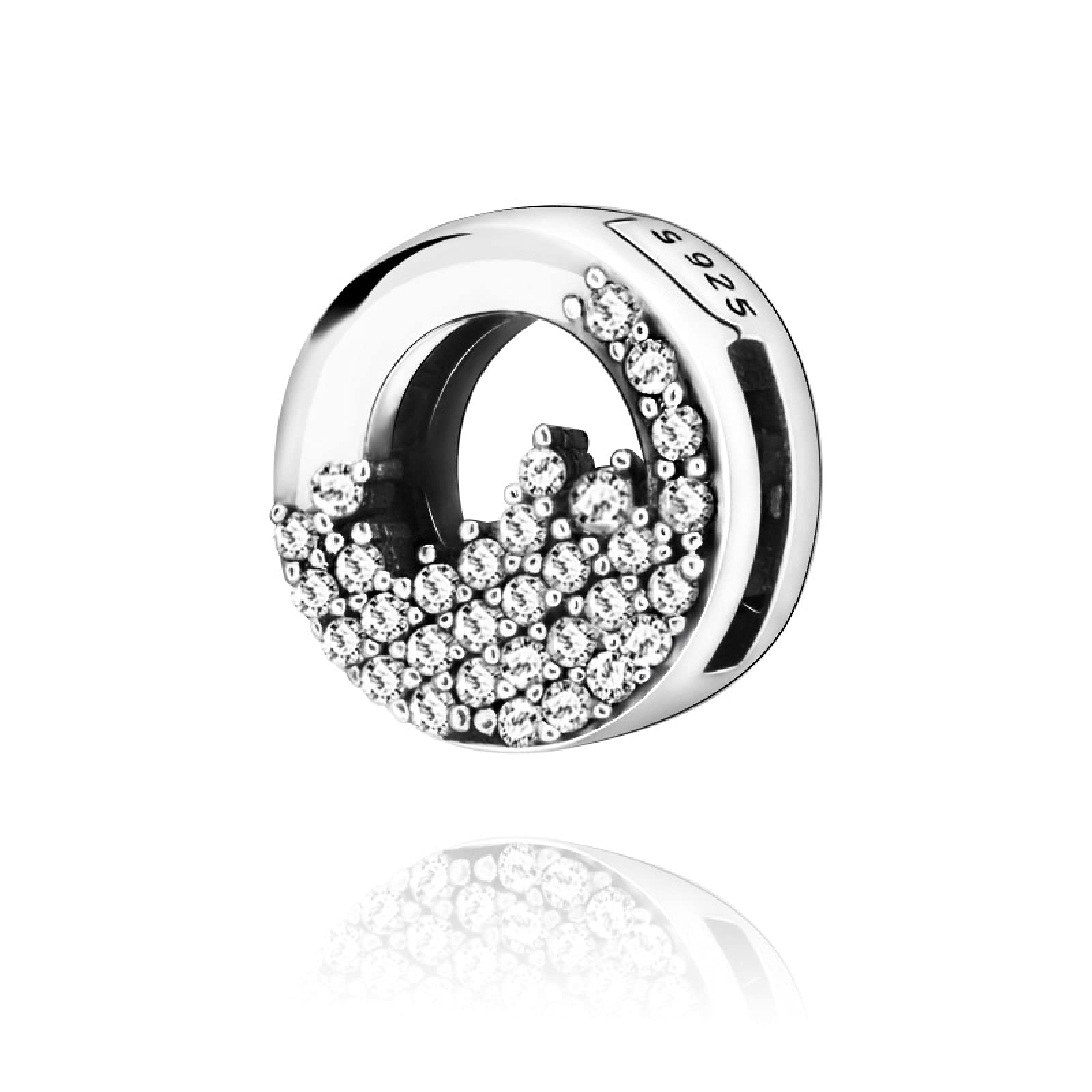 ZHANGCHEN100% 925 Sterling Silver Sparkling Reflexion Bead Ice Cubes Clips Pandora Charms Bracelets Women Jewelry