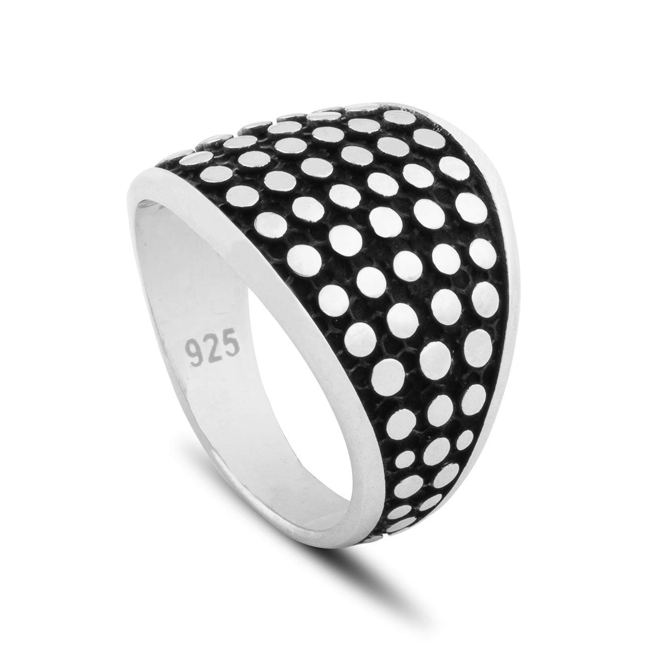 ChicottaRetro Style Shield Shaped Oxidized 925 Sterling Silver Ring for Men