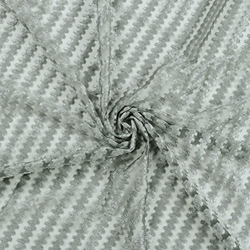 Image of Story@Home Sheer Polyester Linen Look Semi Transparent Voile Grommet Door Curtain (Grey, 46 x 84 Inch Long) - Set of 4 Panels