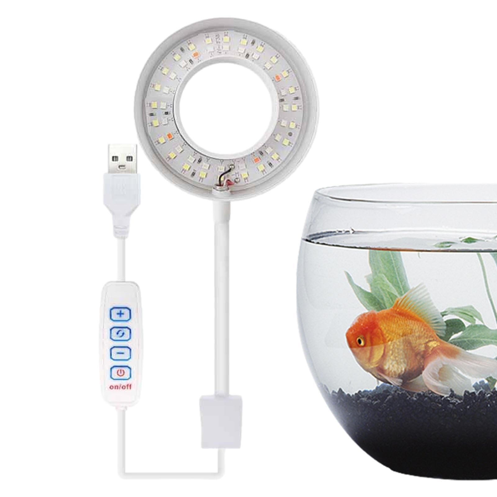 Halatua Luz de acuario para plantas – Luces LED para acuario, luces de pecera, luz LED, rotación de 360°, 8 W, enchufe USB, bajo consumo, luces coloridas para acuarios, peceras, piscinas pequeñas