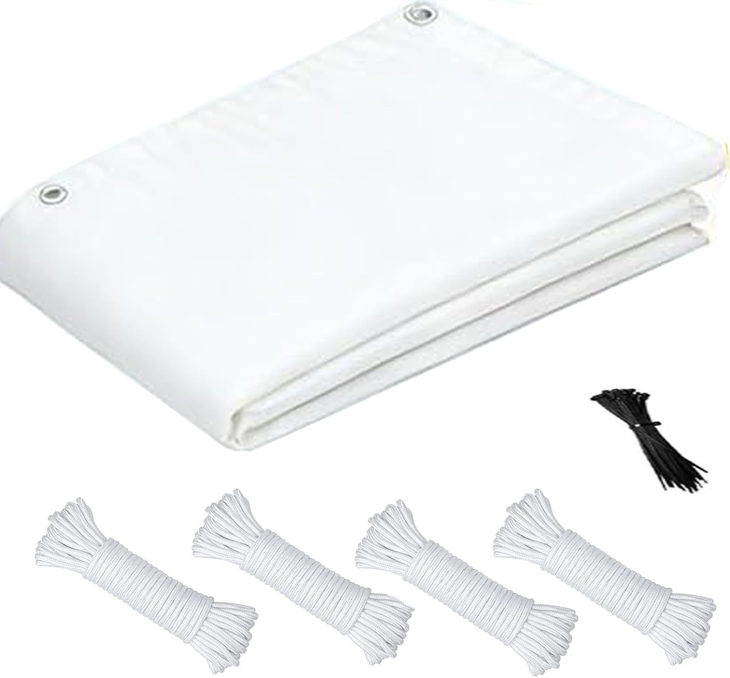 Tenda da Sole Impermeabile 2x6M Tenda parasole rettangolare,Telo Ombreggiante con Occhiellato Rettangolare,Panno Vele parasole per Esterni Pergola Piante Da Patio Serra Auto Piscina Bianco