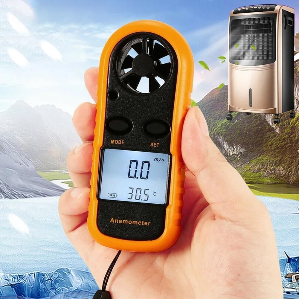 LABART Digital Anemometer Wind-Speed Gauge Meter LCD Handheld Airflow Windmeter Thermometer With LCD Backlight Portable Digital