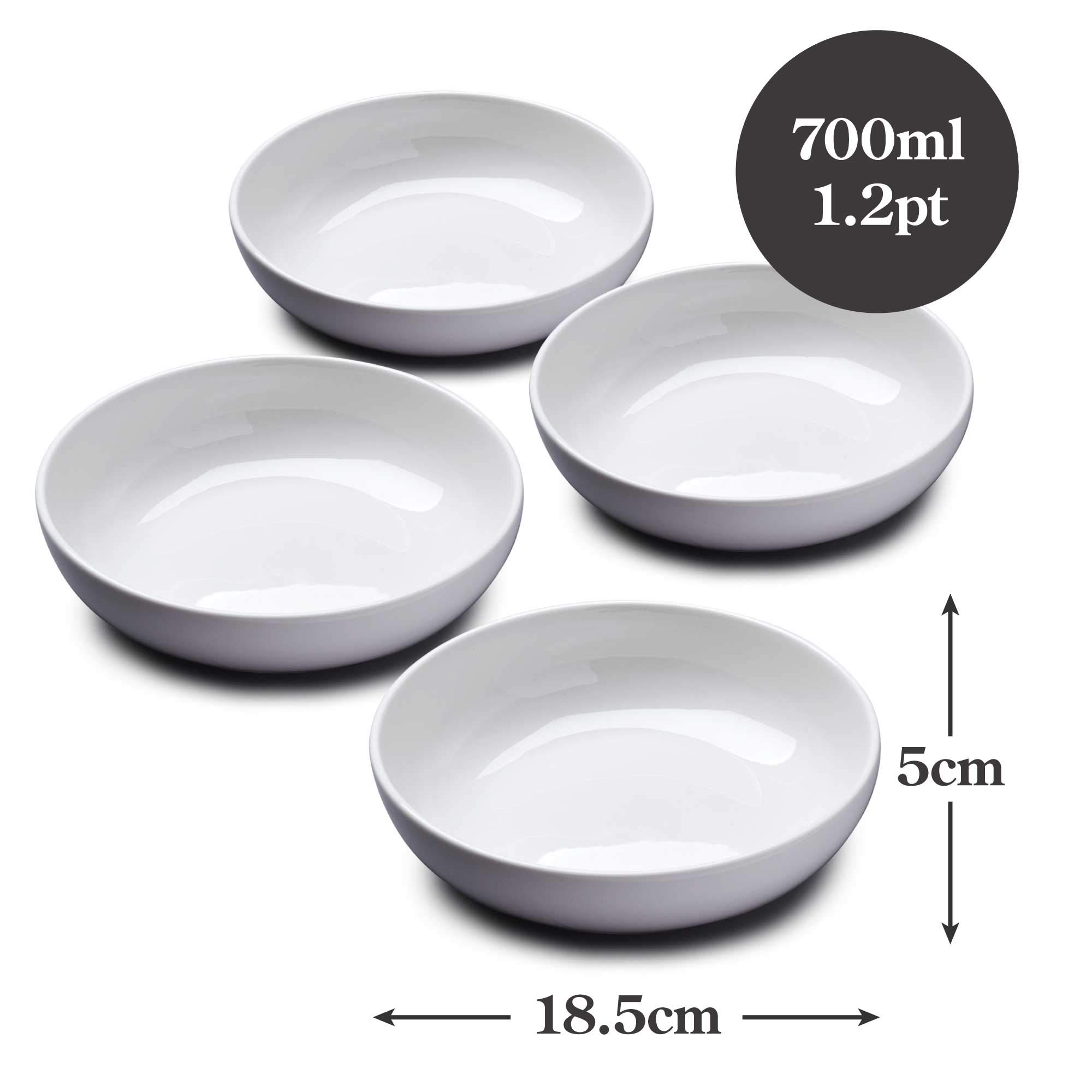 WM Bartleet & Sons 1750 TSET124 Juego Tradicional de 4 Sopa Individual de Porcelana, Cereal, Arroz, fideos, Ensaladera Cuenco, 18cm - Blanco