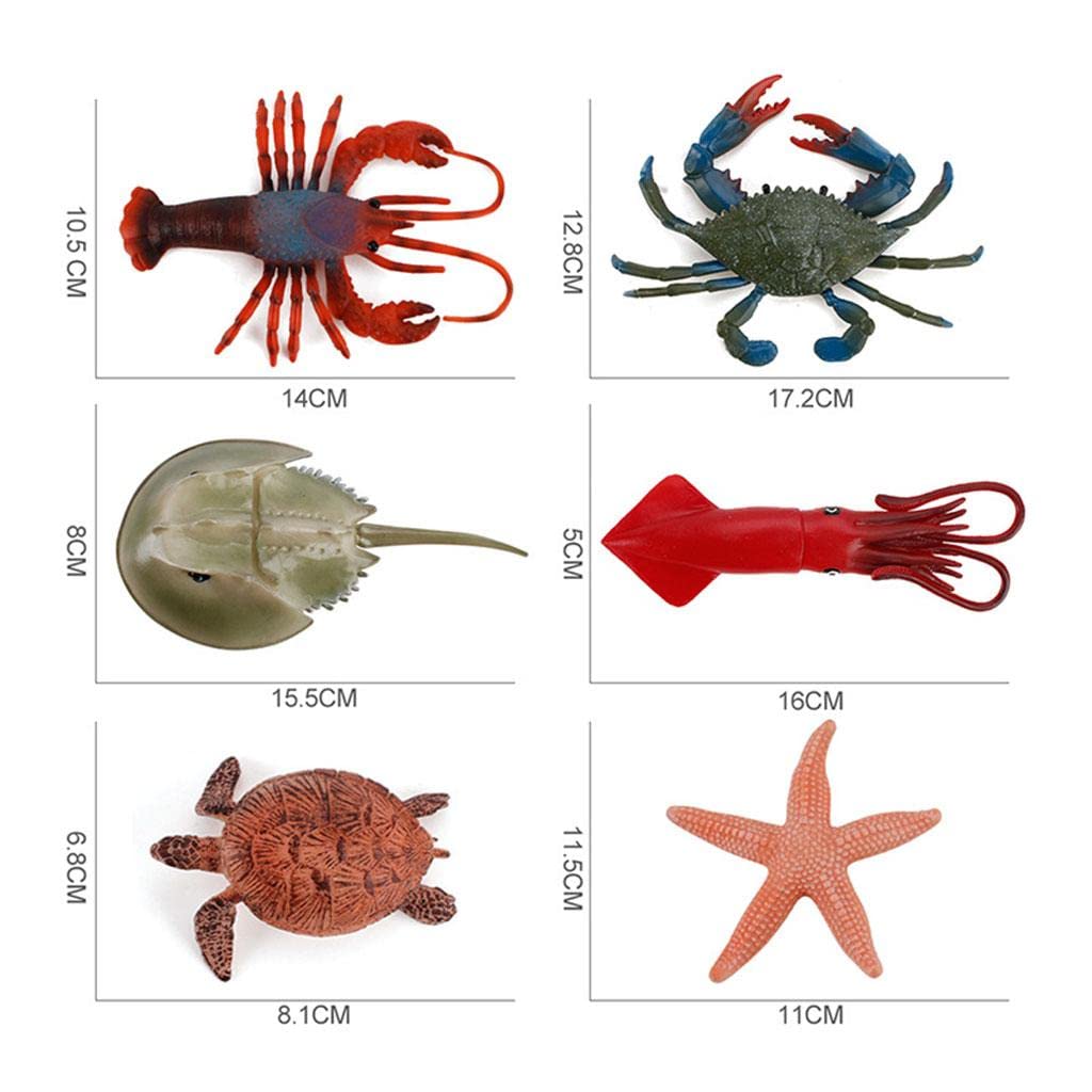 Colcolo de Animales Realistas Juguetes de Aprendizaje Adornos de año Artesanías de Juguetes Cognitivos Marinas Modelos de An, 2 Piezas Verde + 4 Piezas Rojo