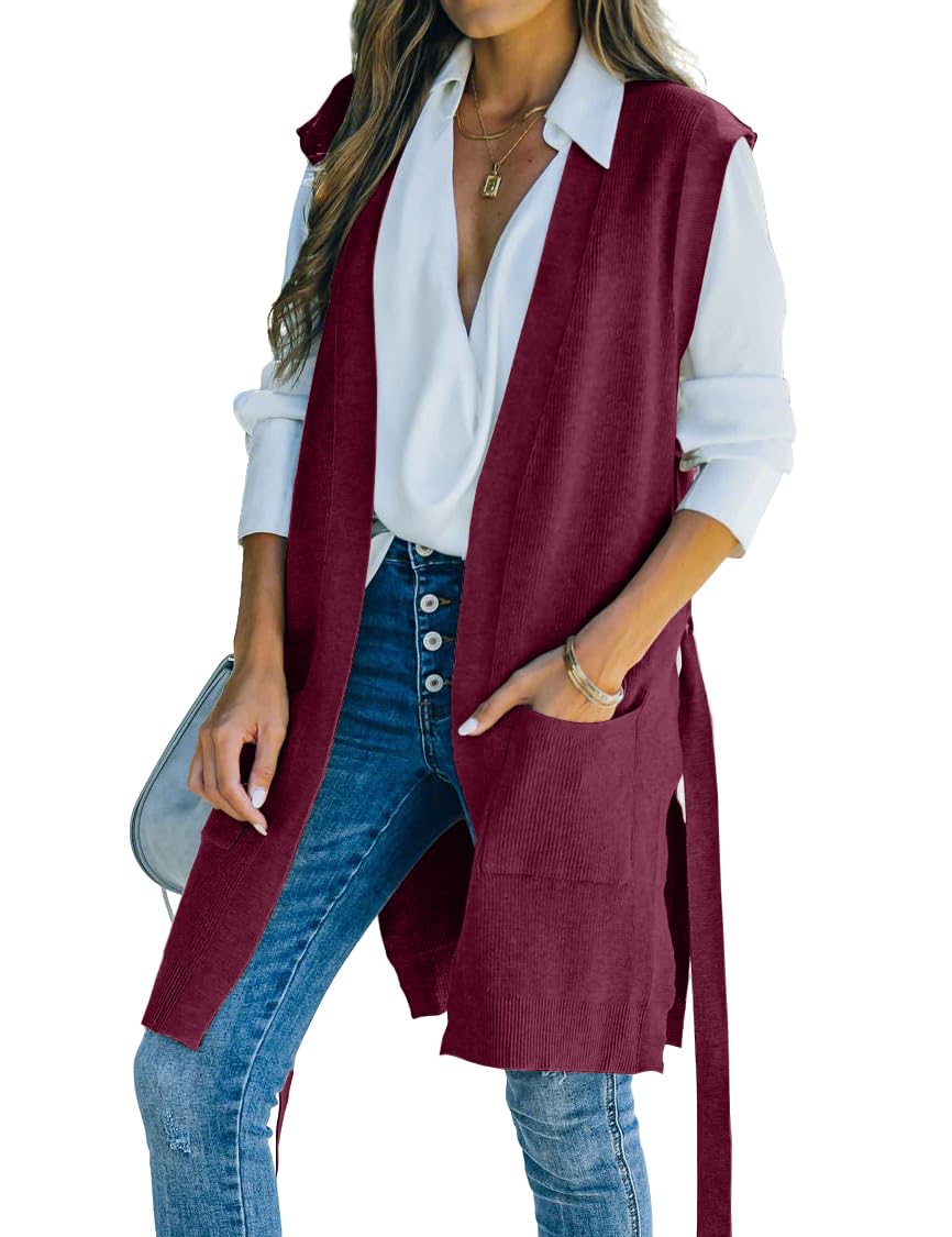 IDEALSANXUN Womens Long Sweater Vest Fall Winter Open Front Cardigan Sweaters Tops