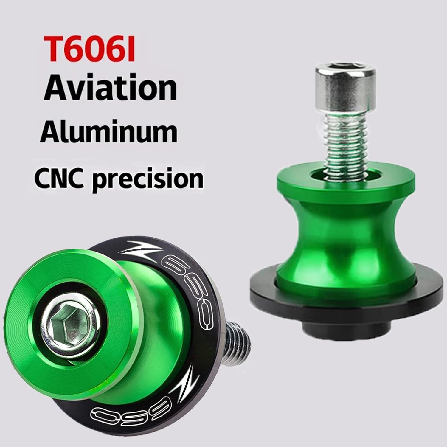 For Z650 Ninja650 2017-2025 8MM Swing arm Spools Slider Stand M8 x1.5 Green for KAW&-ASA*KI NINJA 650 Z650 Z650RS Z900 2017 2018 2019 2020 2021 2022 2023 2024 2025