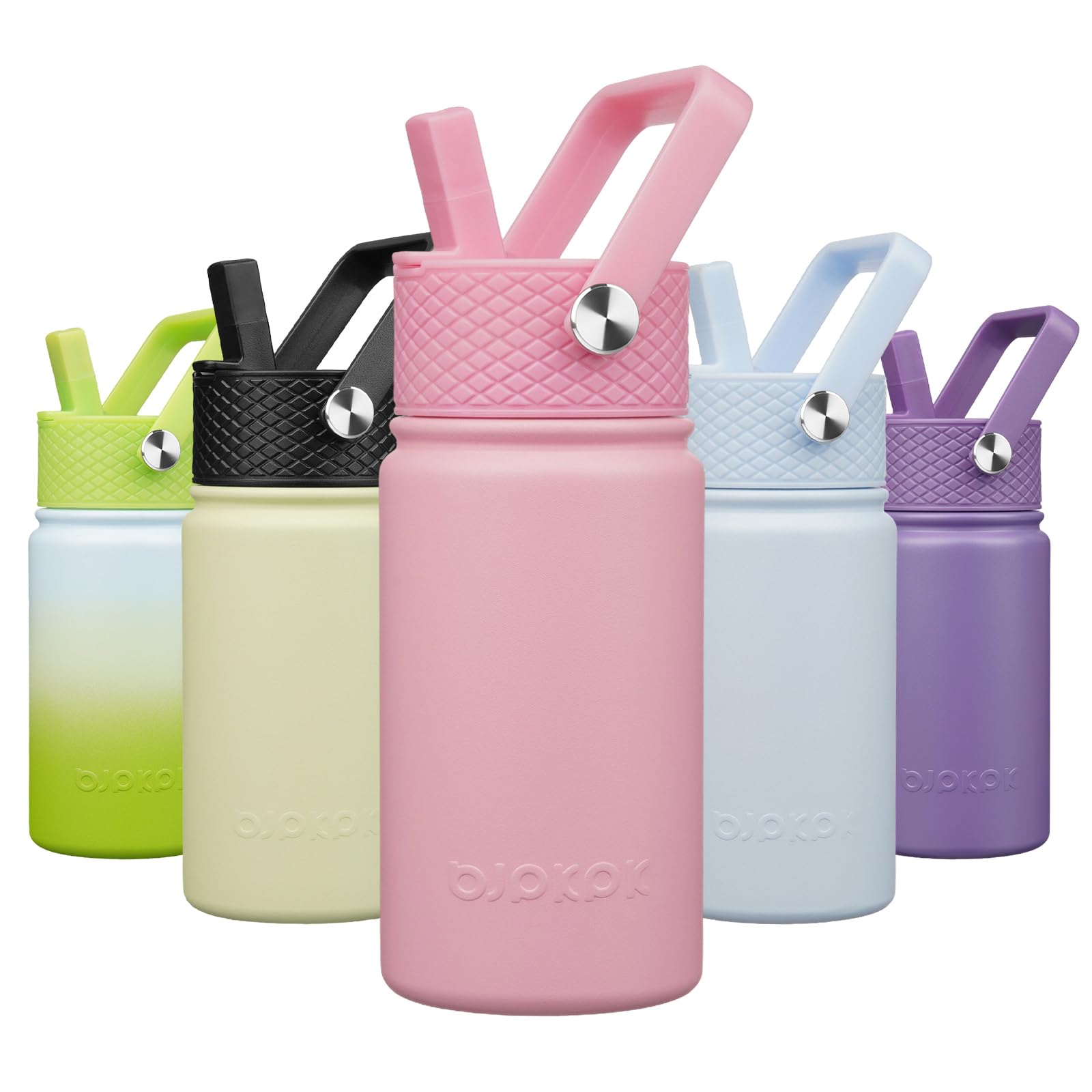 BJPKPK Insulated Water Bottle, 15oz Stainless Steel with Straw Lid