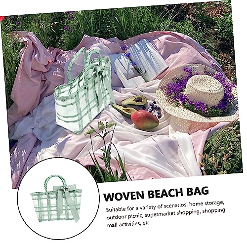 Woven Beach Bag for Women Transparent Storage Tote Portable Summer Handbag with Comfortable Handle for Outdoor Activities and Leisure Travel3
