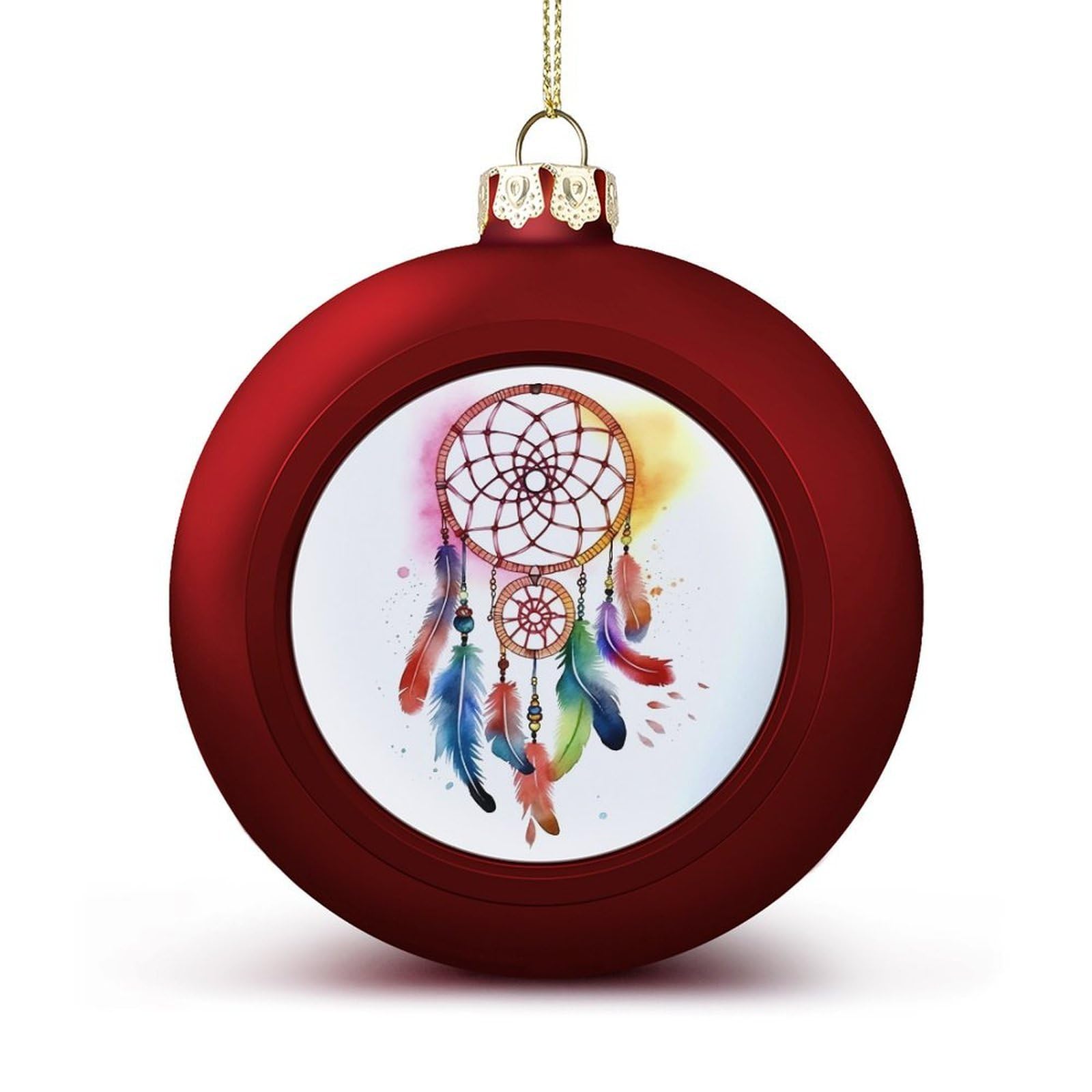 Watercolor Dream Catcher Christmas Balls Ornaments for Xmas Christmas Tree 1.6" Hanging Shatterproof Xmas Balls Hanging Decor Pendants for Holiday Party Outdoor Indoor DIY Craft Supplies