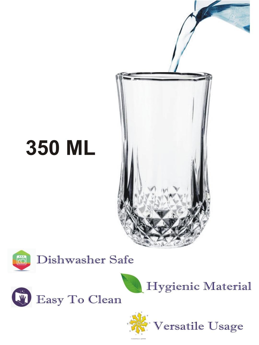 AFAST Party Perfect Glasses for Water, Juice, Cocktails, Smoothies and Other Drinking Beverages, Glass, Clear, Pack of 6, 7.5 X 7.5 X 13 CM 3