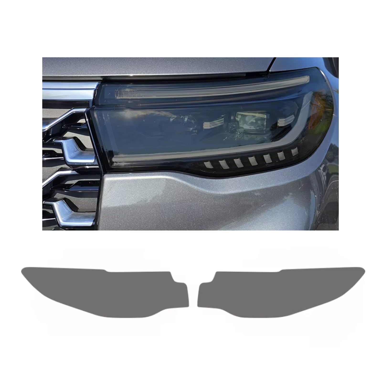 Headlight Film for Ford Explorer 2025-2026, 1Set Transparent/Smoke Black Car Headlight TPU Protective Film
