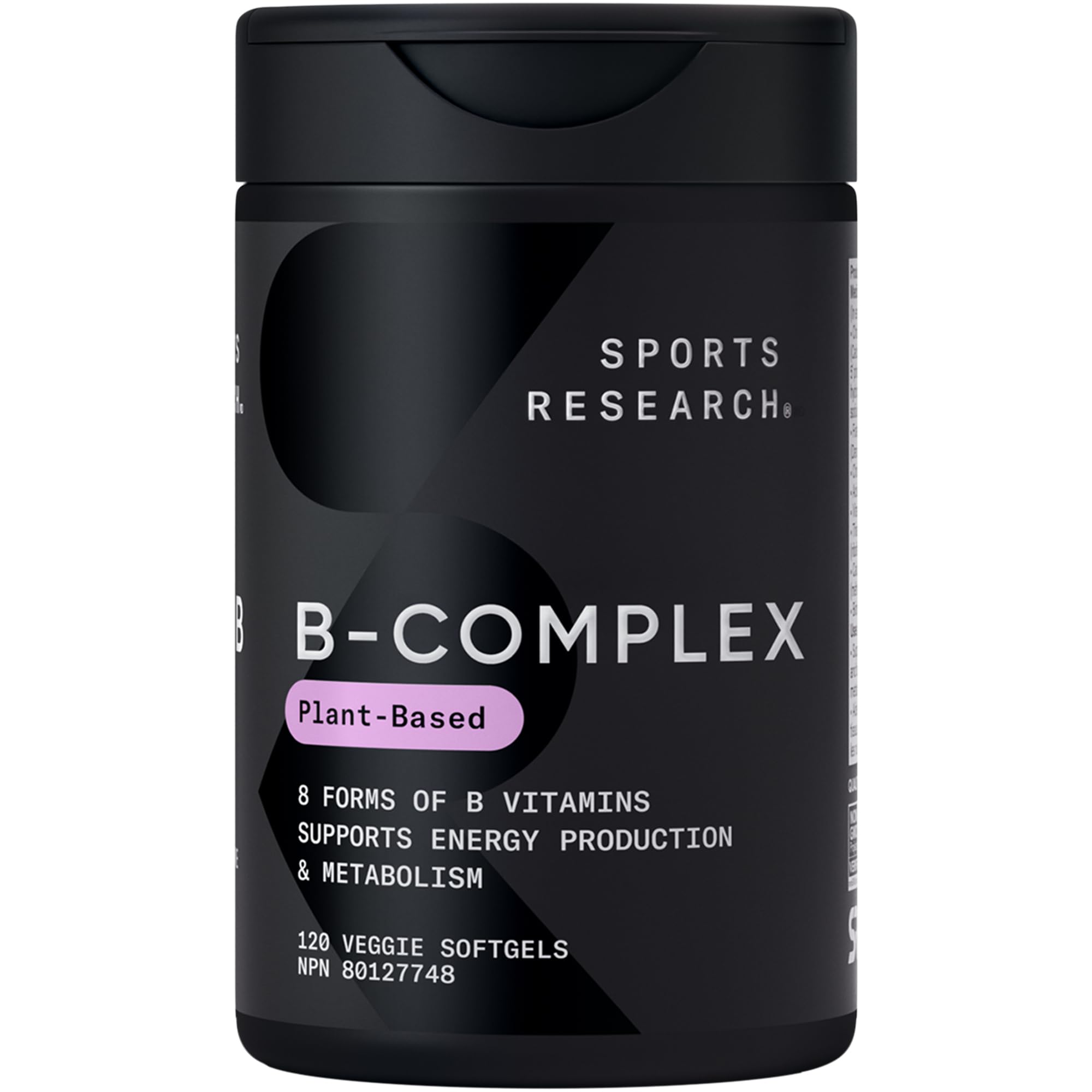 Sports ResearchVitamin B-Complex - Full Spectrum of B Vitamins with Methylated B12 & Folate - Gluten Free · Plant-Based · Non-GMO · Vegan-Friendly Formula - 120 Veggie Softgels