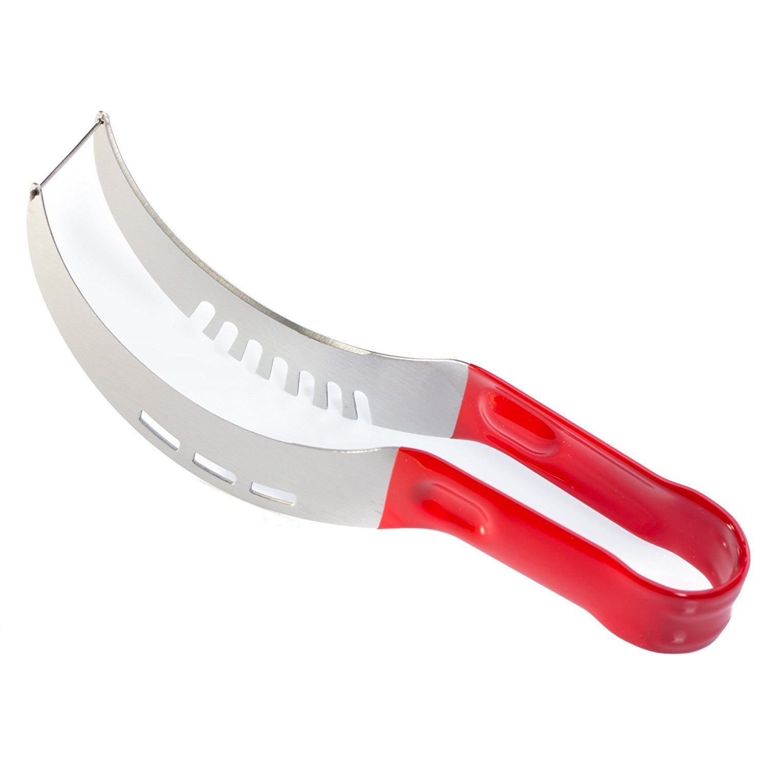 Stainless Steel Watermelon Slicer Corer and Server Tongs -Red