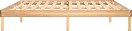 Miniatura 7 de Naomi Home Lucia - Marco de cama de plataforma de madera maciza de 14 pulgadas, marco de cama King de madera de pino, marco de cama sin chirridos,