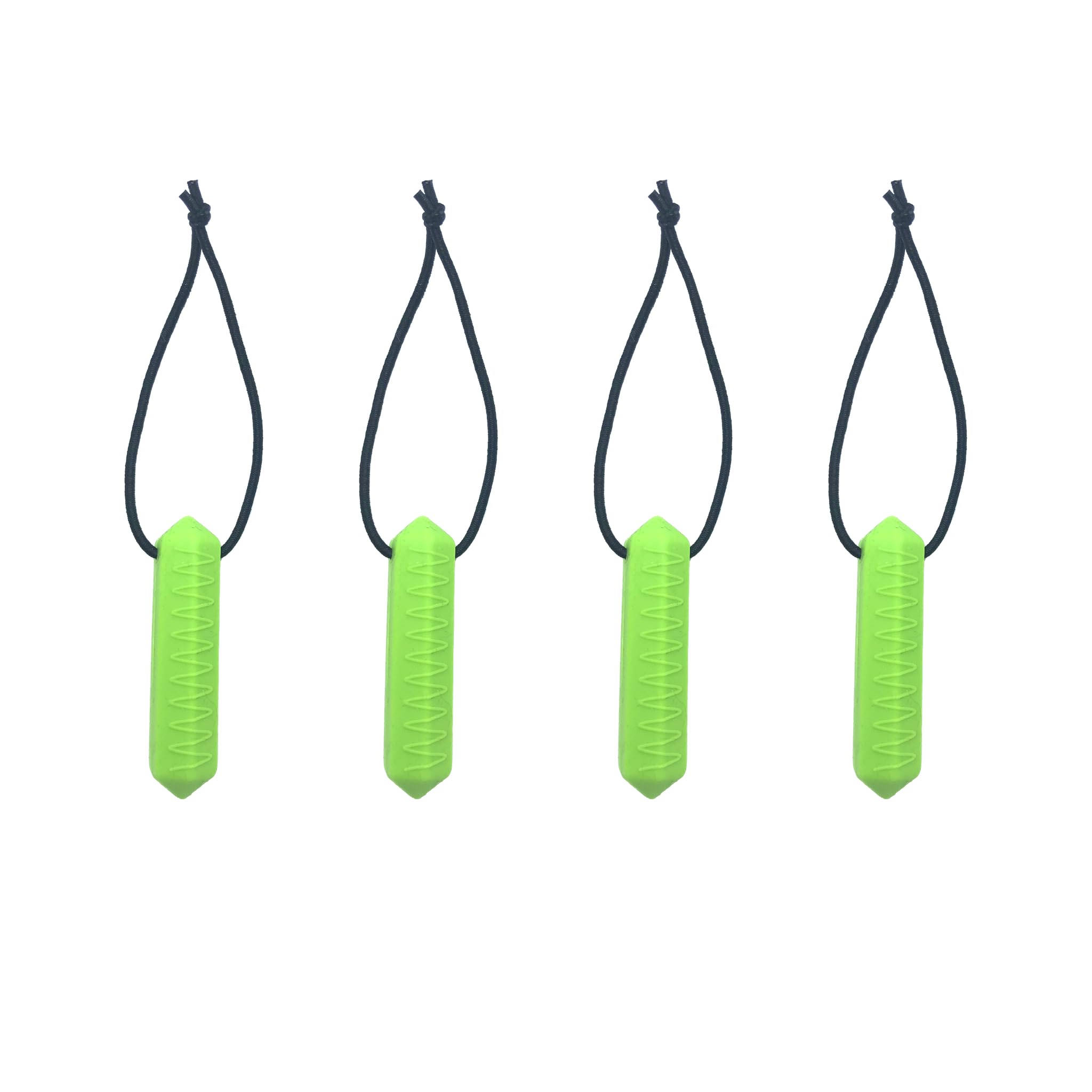 Zip Sensory Chew - Zip Chew Toggles 4 Piece Multi Pack - for Kids with Autism, Anxiety & ADHD - 100% Food Grade Silicone - Sensory Oojamabobs (Green 4 Pack)