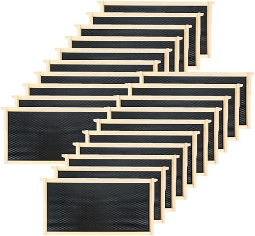 Miniatura 8 de Honey Lake Kit de marcos y bases de colmena profunda, paquete de 10 marcos de madera de cría y base de plástico sumergida en cera de abeja natural