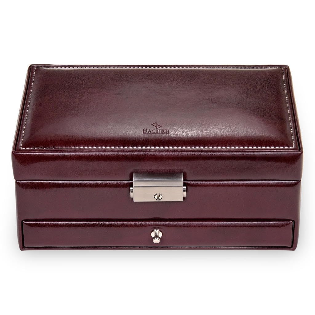 SACHER Astuccio per Gioielli Helen/florage/bordò/Handmade in Germany