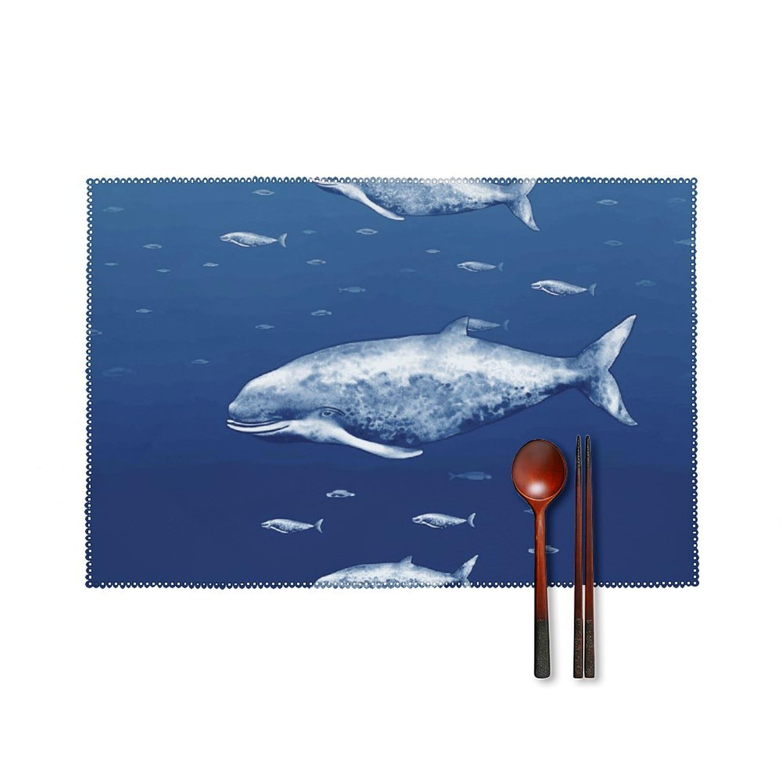 Set de table imperméable en forme de baleine résistants à la chaleur lot de 6
