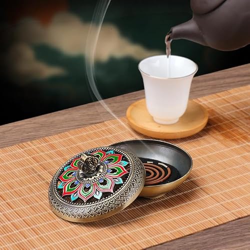 Classic Lotus Incense Holder Burner with Detachable Ash Catcher - Zinc Alloy Lotus-Inspired Design for Cone & Coil Incense, Portable Meditation Altar Yoga Studio Spiritual Decor — view 5