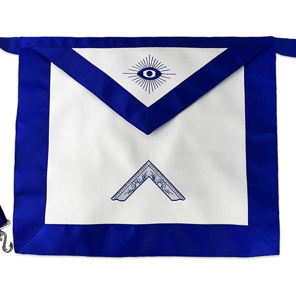 Masonic Apron Administrator Edition Synthetic Leather Blue Grosgrain Ribbon Borders