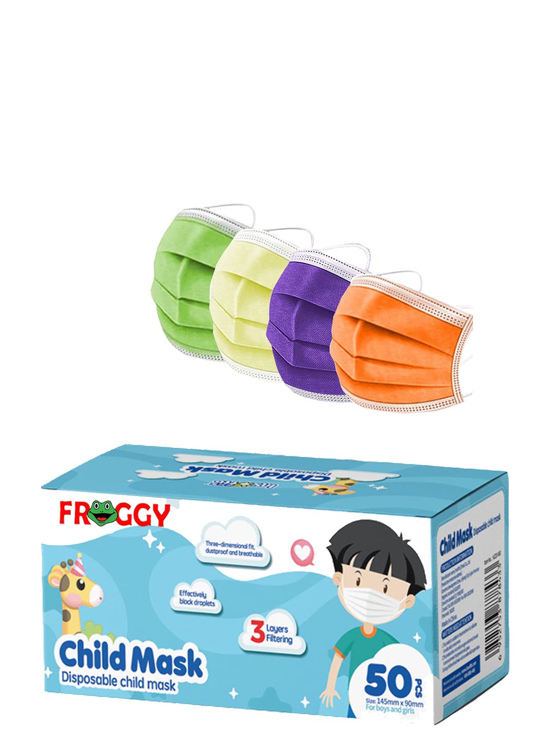 Mango People Kids 3-Ply Disposable Surgical Face Mask,3 Adjustable Nose Pin, Multi Colors (Pack of 100 Pcs Kids Face Mask) MPK-3PLY-83-OR,YL,OGR,PR (B09Y91Y42L) Amazon Price History, Amazon Price Tracker