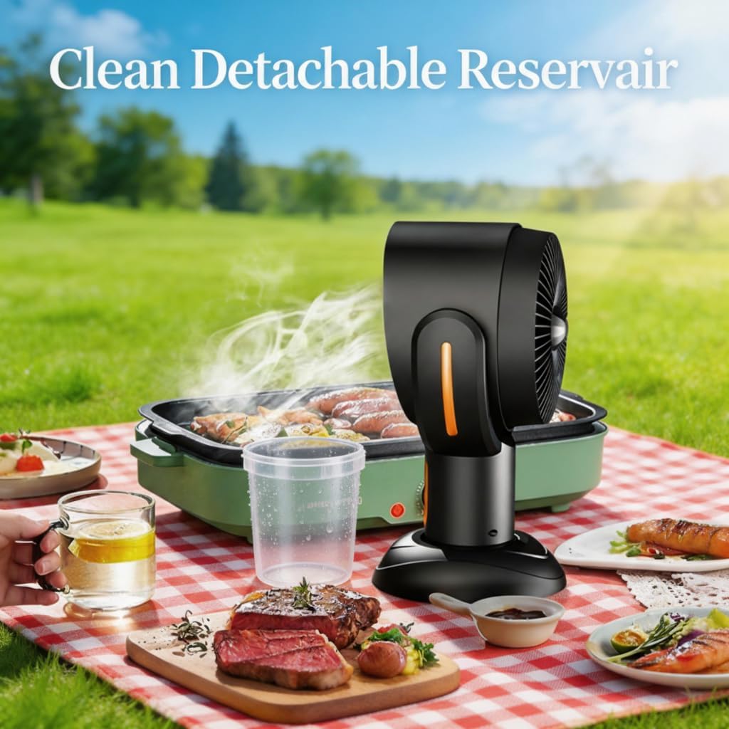 Portable Range Hood Smoke Eliminator Purifier Indoors Detachable Smokeout Fan for Indoor BBQ Hot Pot cooking Extractor Hood (Black-gold)