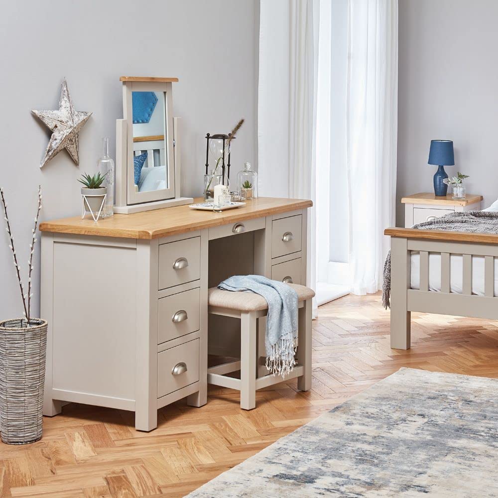 Cotswold Grey Pedestal Dressing Table Set With Mirror And Stool |  Desertcart Belize