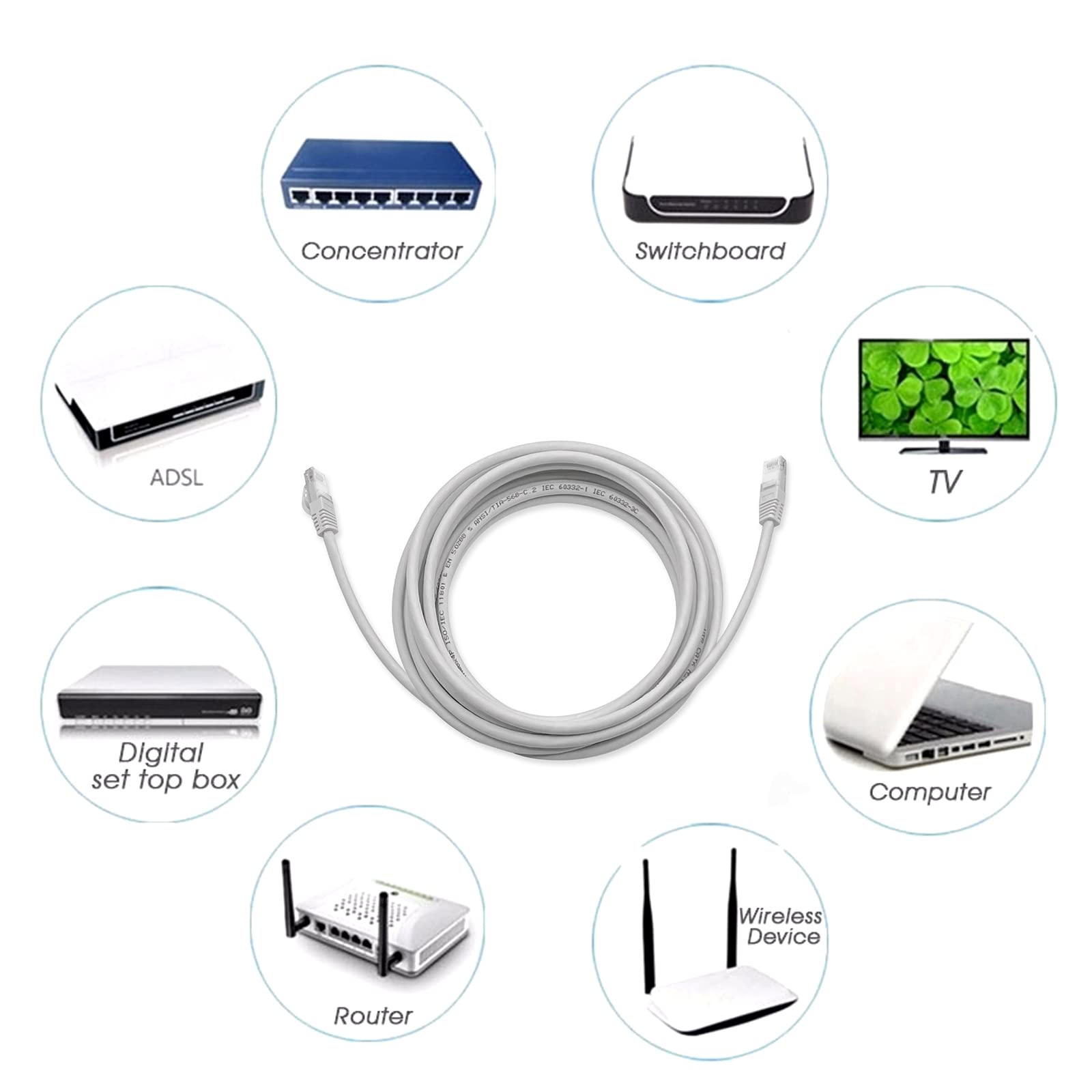 D.Square Câble Ethernet LAN 15 M Cat.6 U/UTP Gris Câble De