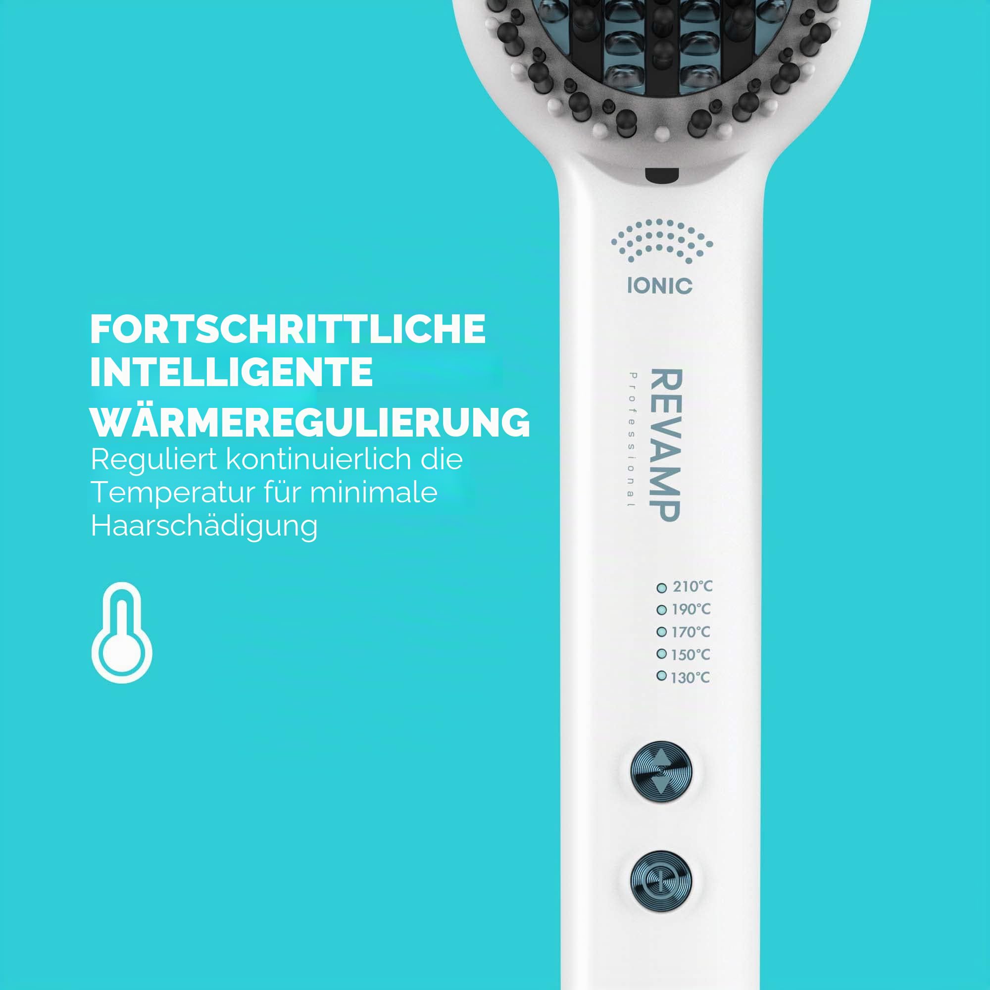 REVAMP Progloss Deep Form Keramik-Glättungsbürste - Haarbürste Glättbürste & Glätteisen/Haarglätter in einem, für nasses oder trockenes Haar geeignet, Keramikbeschichtet - Amazon Exklusiv