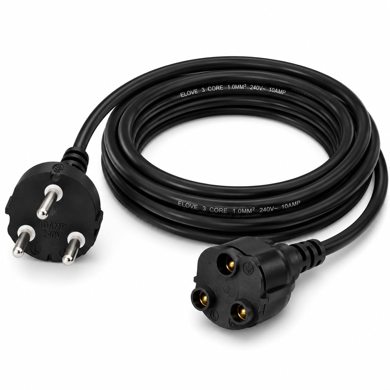 Elove 5 Meter Heavy Duty 3 Pin Power Extension Cord | 10A Male to Female Extension Wire | 18AWG Copper Cable | Indoor Outdoor Electrical Power Cord for Home Appliances, Electronics & Power Tools-image-47
