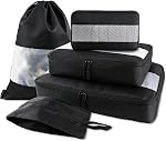 U+U 5 Set Packing Cubes for Travel Essentials Ultralight Luggage Packing Organizers with Laundry Bag and Shoe Bag for Vacation, Business Trip and Camping (Polka Dot, 5 Set)